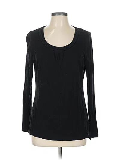 Pre-owned Liz Claiborne Long Sleeve Top Black Scoop Neck Tops