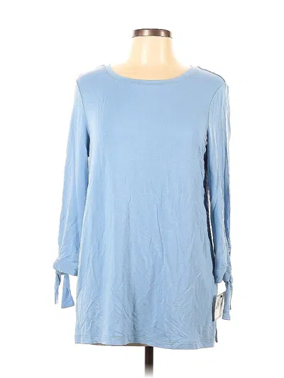 Pre-owned Liz Claiborne Long Sleeve Top Blue Boatneck Tops