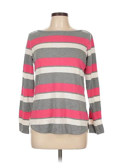 Pre-owned Liz Claiborne Long Sleeve Top Gray Boatneck Tops