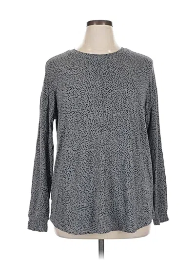 Pre-owned Liz Claiborne Long Sleeve Top Gray Crew Neck Tops