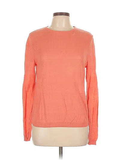 Pre-owned Liz Claiborne Long Sleeve Top Orange Crew Neck Tops