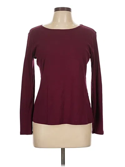 Pre-owned Liz Claiborne Long Sleeve T-shirt In Burgundy