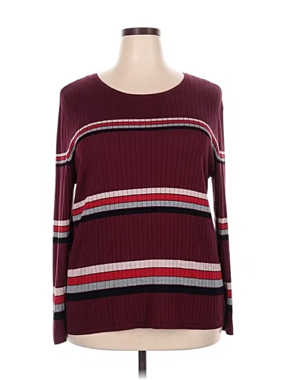 Pre-owned Liz Claiborne Long Sleeve T-shirt In Burgundy