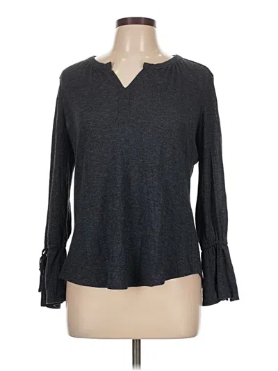 Pre-owned Liz Claiborne Long Sleeve T-shirt In Gray