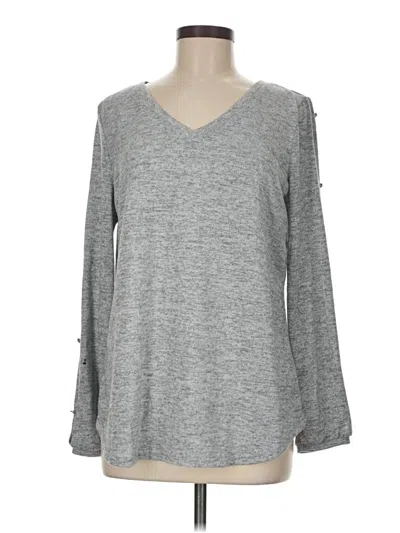 Pre-owned Liz Claiborne Long Sleeve T-shirt In Gray