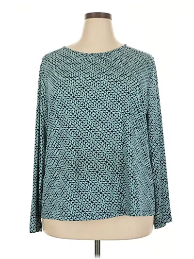 Pre-owned Liz Claiborne Long Sleeve T-shirt In Teal