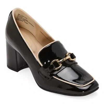 Liz Claiborne Mallard Womens Square Closed Toe Loafers In Black