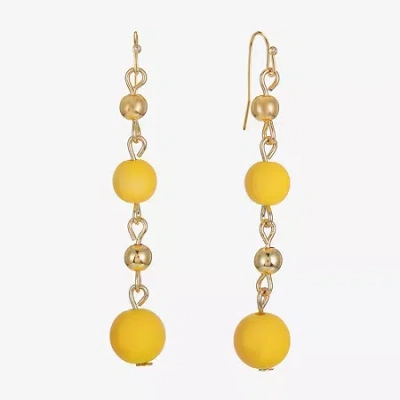 Liz Claiborne Matte Womens Round Drop Earrings In Yellow