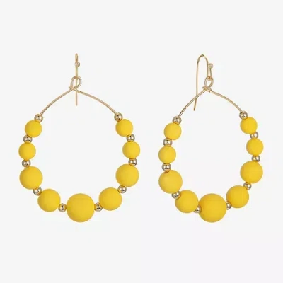 Liz Claiborne Matte Womens Round Drop Earrings In Yellow