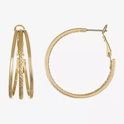 Liz Claiborne Medium Womens 38.2mm Hypoallergenic Hoop Earrings In Gold