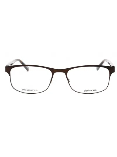 Liz Claiborne Men's Rectangular Metal Eyeglasses - Model Cb 256 In Burgundy