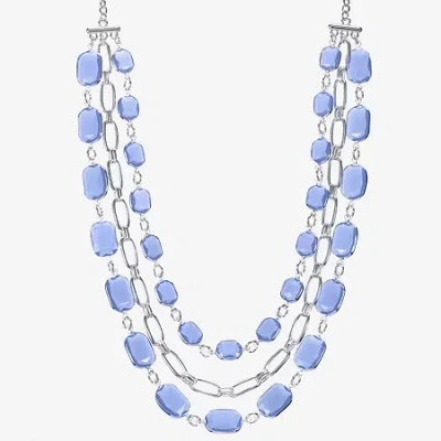 Liz Claiborne Multi Layer Womens 18 Inch Collar Necklace In Blue