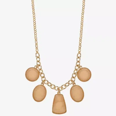 Liz Claiborne Multi Shape Frontal Womens 17 Inch Collar Necklace In Sand