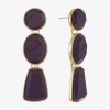 Liz Claiborne Multi Shape Womens Circle Oval Hypoallergenic Drop Earrings In Purple