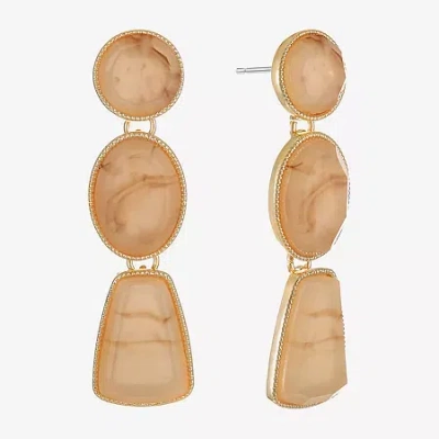 Liz Claiborne Multi Shape Womens Circle Oval Hypoallergenic Drop Earrings In Neutral