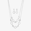 Liz Claiborne Multi Strand & Drop Earring Womens Hypoallergenic 2-pc. Jewelry Set In Metallic