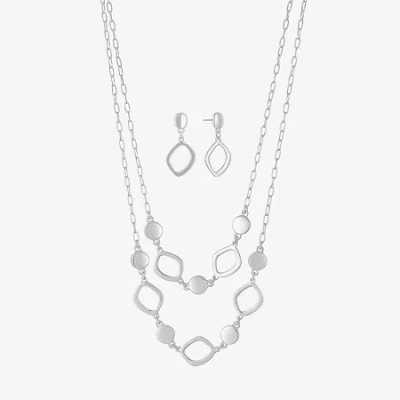 Liz Claiborne Multi Strand & Drop Earring Womens Hypoallergenic 2-pc. Jewelry Set In Silver