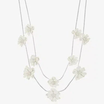 Liz Claiborne Multi Strand Womens 18 Inch Collar Necklace In Silver