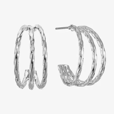 Liz Claiborne Open Womens 20mm Hypoallergenic Hoop Earrings In Metallic