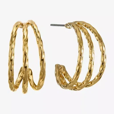 Liz Claiborne Open Womens 20mm Hypoallergenic Hoop Earrings In Yellow