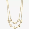 Liz Claiborne Open Work Layered Womens 17 Inch Strand Necklace In Gold