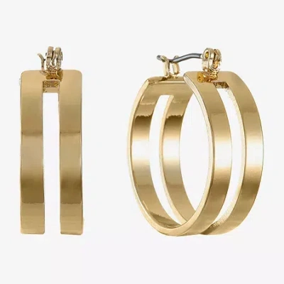 Liz Claiborne Open Work Womens 24mm Hypoallergenic Hoop Earrings In Gold