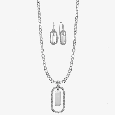 Liz Claiborne Orbital Pendant Necklace & Drop Earring Womens 2-pc. Jewelry Set In Silver