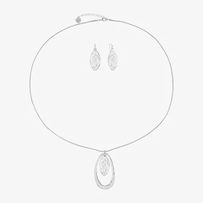 Liz Claiborne Orbital Pendant Necklace And Drop Earring Womens 2-pc. Jewelry Set In Silver