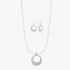 Liz Claiborne Orbital Pendant Necklace & Drop Earring Womens 2-pc. Jewelry Set In Metallic
