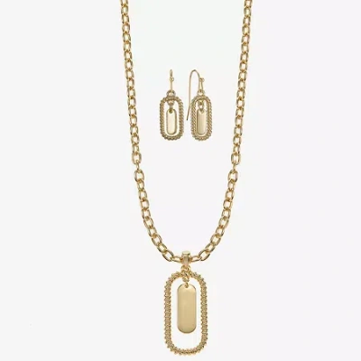 Liz Claiborne Orbital Pendant Necklace & Drop Earring Womens 2-pc. Jewelry Set In Gold