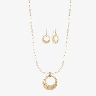 Liz Claiborne Orbital Pendant Necklace & Drop Earring Womens 2-pc. Jewelry Set In Yellow
