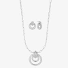 Liz Claiborne Orbital Pendant Necklace & Drop Earring Womens Hypoallergenic 2-pc. Jewelry Set In Silver
