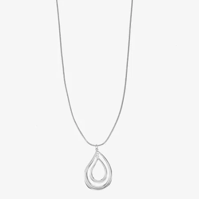 Liz Claiborne Orbital Womens 17 Inch Pendant Necklace In Silver