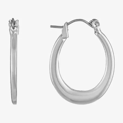 Liz Claiborne Oval Womens 1 Inch Hypoallergenic Hoop Earrings In Gray