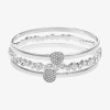 Liz Claiborne Pave Bangle Womens 3-pc. Glass Bracelet Set In Metallic
