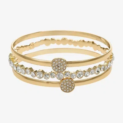 Liz Claiborne Pave Bangle Womens 3-pc. Glass Bracelet Set In Neutral