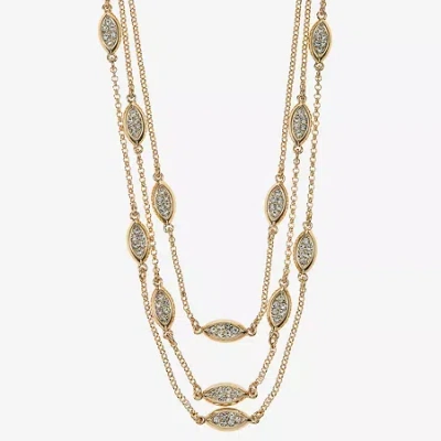 Liz Claiborne Pave Layered Womens 18 Inch Statement Necklace In Green