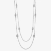 Liz Claiborne Pave Station Womens Glass 34 Inch Strand Necklace In Gray