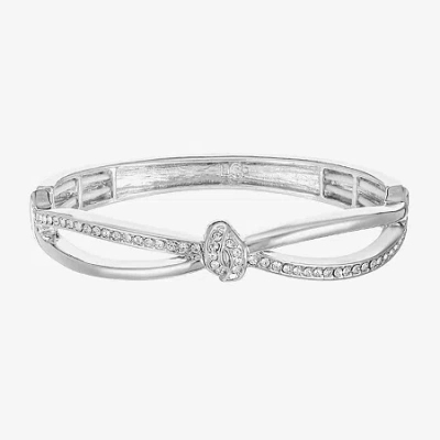 Liz Claiborne Pave Stretch Womens Glass Infinity Knot Bangle Bracelet In Silver