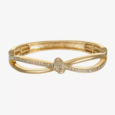 Liz Claiborne Pave Stretch Womens Glass Infinity Knot Bangle Bracelet In Yellow