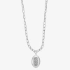 Liz Claiborne Pave Womens Glass Oval 18 Inch Pendant Necklace In Gray
