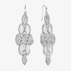Liz Claiborne Pave Womens Glass Oval Chandelier Earrings In Metallic