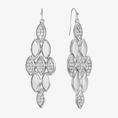 Liz Claiborne Pave Womens Glass Oval Chandelier Earrings In Metallic