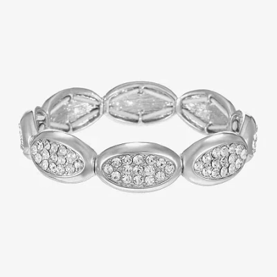 Liz Claiborne Pave Womens Glass Oval Stretch Bracelet In Metallic