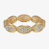 Liz Claiborne Pave Womens Glass Oval Stretch Bracelet In Brown