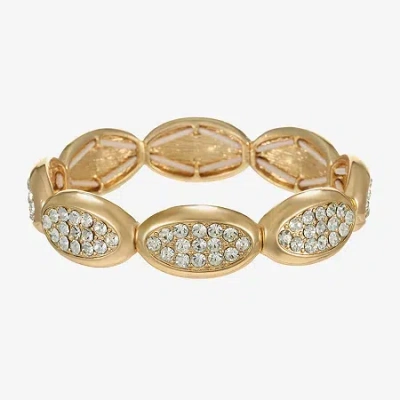 Liz Claiborne Pave Womens Glass Oval Stretch Bracelet In Yellow