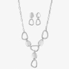Liz Claiborne Pebble Y Necklace & Drop Earring Womens Hypoallergenic 2-pc. Jewelry Set In Silver