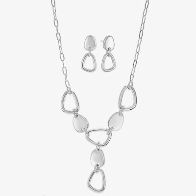 Liz Claiborne Pebble Y Necklace & Drop Earring Womens Hypoallergenic 2-pc. Jewelry Set In Silver