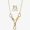 Liz Claiborne Pebble Y Necklace & Drop Earring Womens Hypoallergenic 2-pc. Jewelry Set In Gold