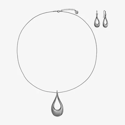 Liz Claiborne Pendant Necklace And Drop Earring Womens 2-pc. Jewelry Set In Gray
